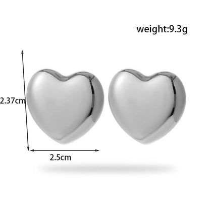 Wholesale Jewelry Simple Style Heart Shape 304 Stainless Steel Plating Earrings Necklace