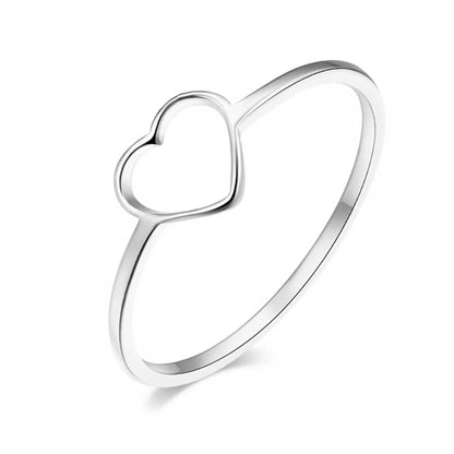 Titanium Steel Simple Style Heart Shape Plating Hollow Out Rings