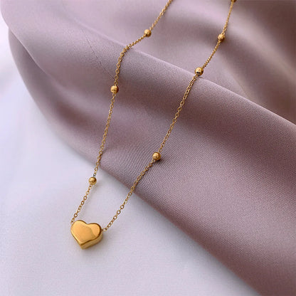 Titanium Steel Simple Style Heart Shape Plating Necklace