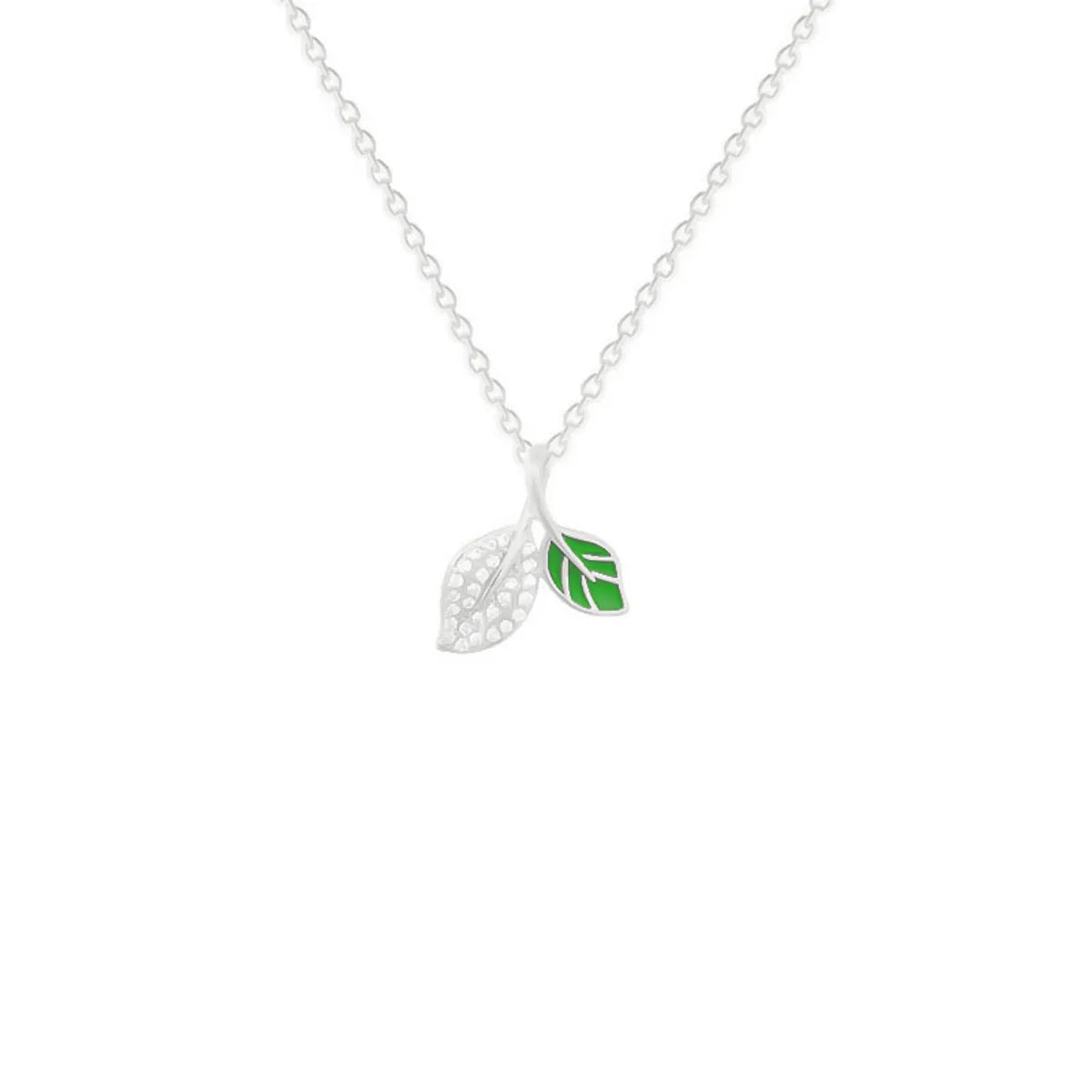 Titanium Steel Simple Style Leaves Inlay Rhinestones Pendant Necklace