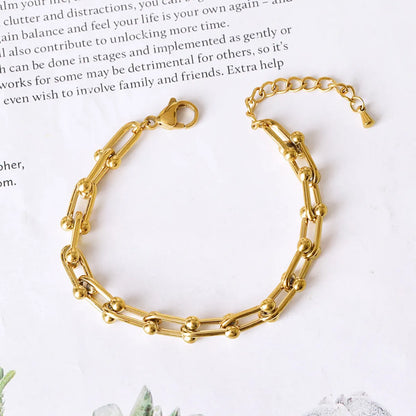 Wholesale Jewelry Simple Style U Shape 304 Stainless Steel 18K Gold Plated Plating Chain Bracelets Earrings Necklace