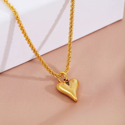 Titanium Steel Simple Style Plating Heart Shape Pendant Necklace