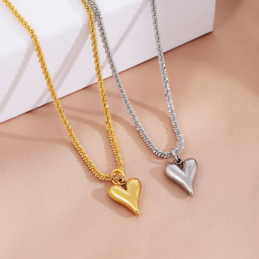 Titanium Steel Simple Style Plating Heart Shape Pendant Necklace