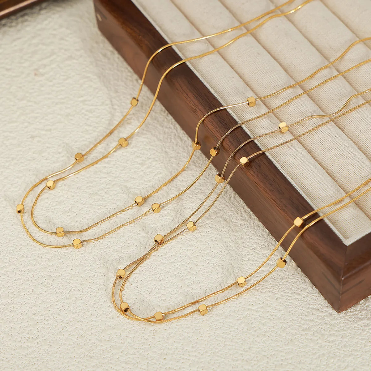 Titanium Steel Simple Style Square Layered Plating Double Layer Necklaces