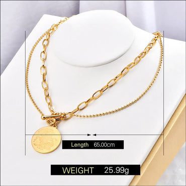 Titanium Steel Simple Style Streetwear Commute Round Layered Necklaces