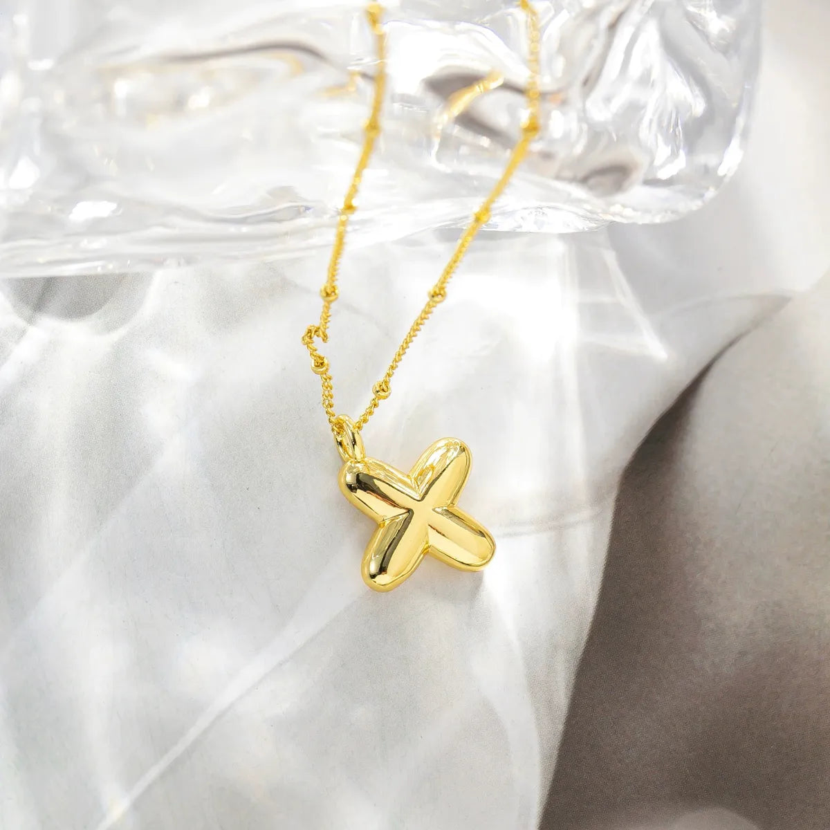 Wholesale Simple Style Streetwear Letter Copper K Gold Plated Pendant Necklace