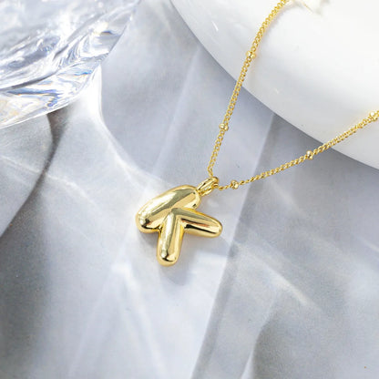 Wholesale Simple Style Streetwear Letter Copper K Gold Plated Pendant Necklace