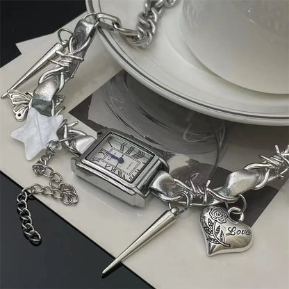 Titanium Steel Sweet Cool Style Geometric Plating Necklace