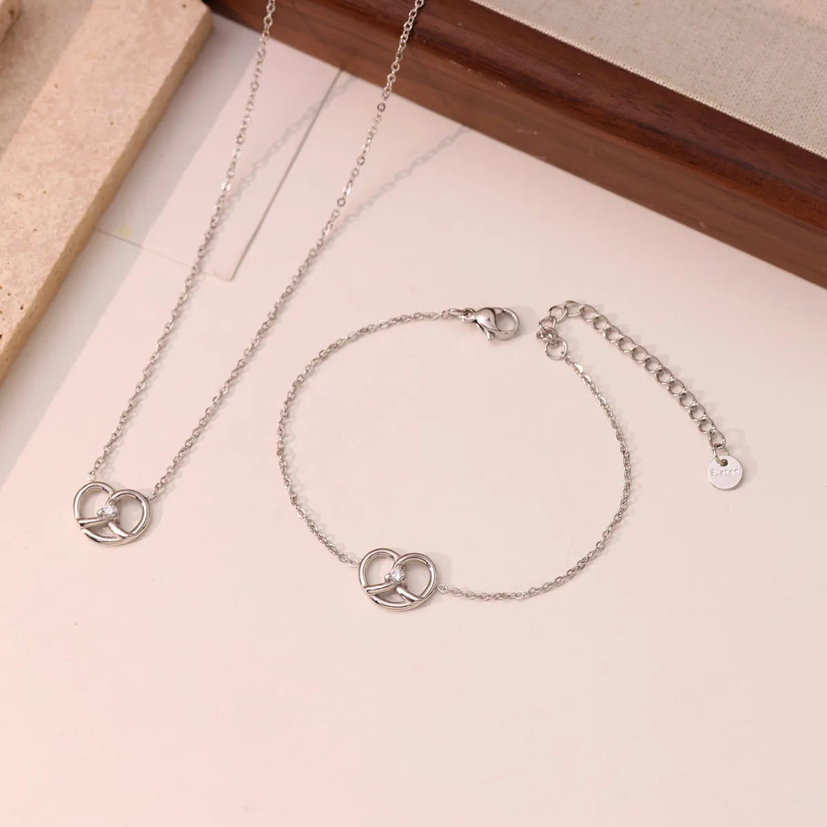 Titanium Steel Sweet Heart Shape Bracelets Necklace