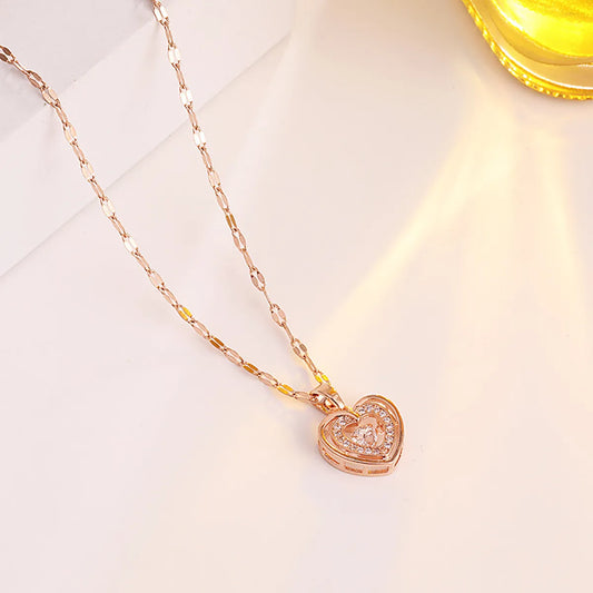 Titanium Steel Sweet Heart Shape Plating Pendant Necklace