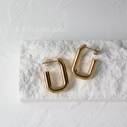 304 Stainless Steel 18K Gold Plated Earrings Ear Studs