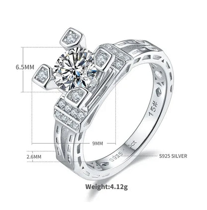 Tower Ring S925 Silver Non-Fading Four Colors Optional Shiny Jewelry Proposal Wedding Ring