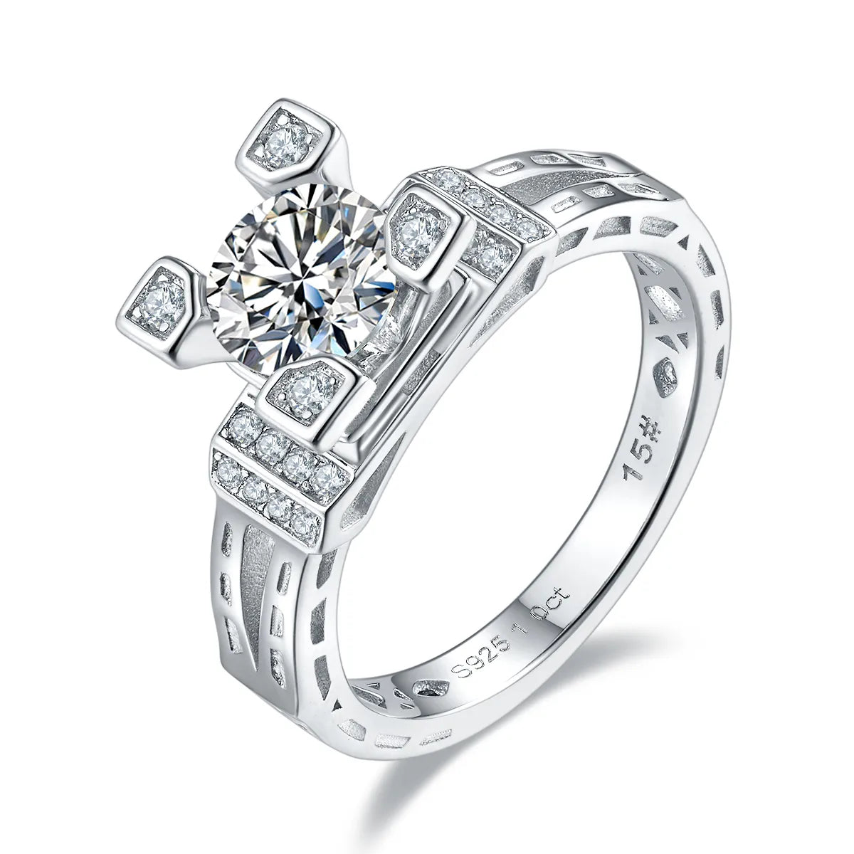 Tower Ring S925 Silver Non-Fading Four Colors Optional Shiny Jewelry Proposal Wedding Ring