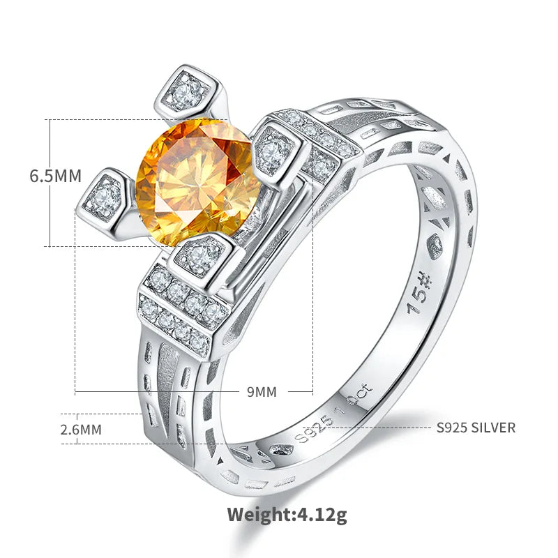 Tower Ring S925 Silver Non-Fading Four Colors Optional Shiny Jewelry Proposal Wedding Ring