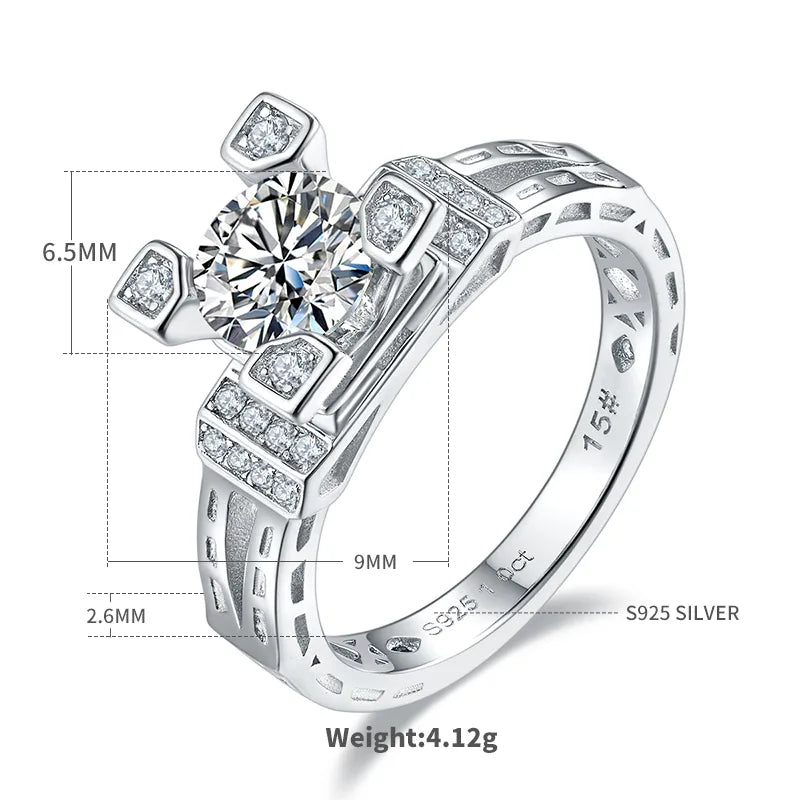 Tower Ring S925 Silver Non-Fading Four Colors Optional Shiny Jewelry Proposal Wedding Ring