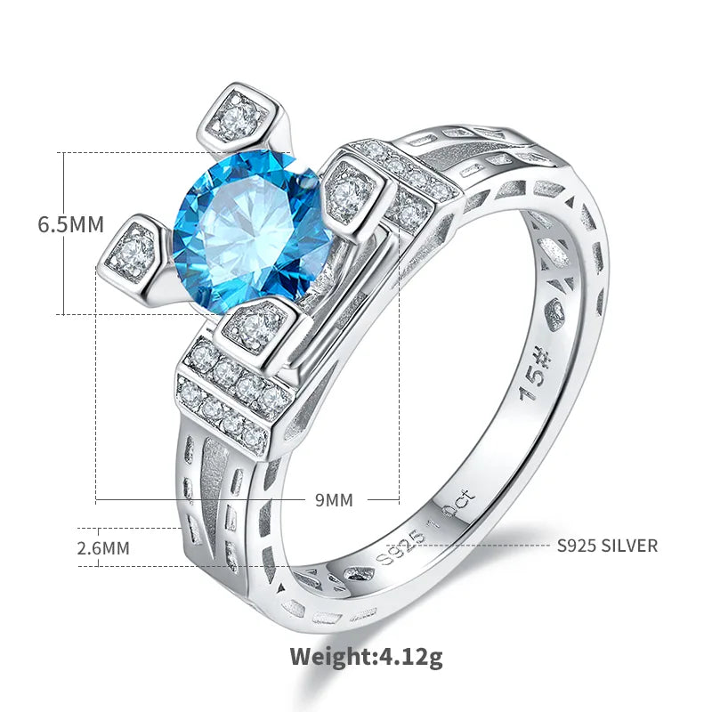 Tower Ring S925 Silver Non-Fading Four Colors Optional Shiny Jewelry Proposal Wedding Ring