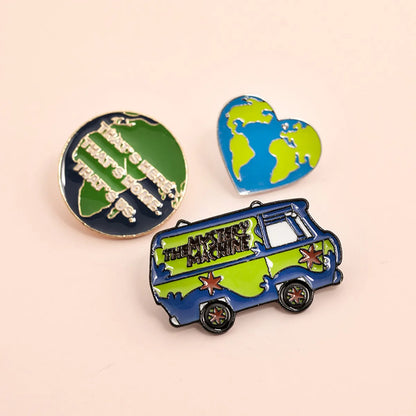 Foreign Trade New Arrival Brooch European And American Travel Around The Earth Series That Here Home Us Student Denim Badge