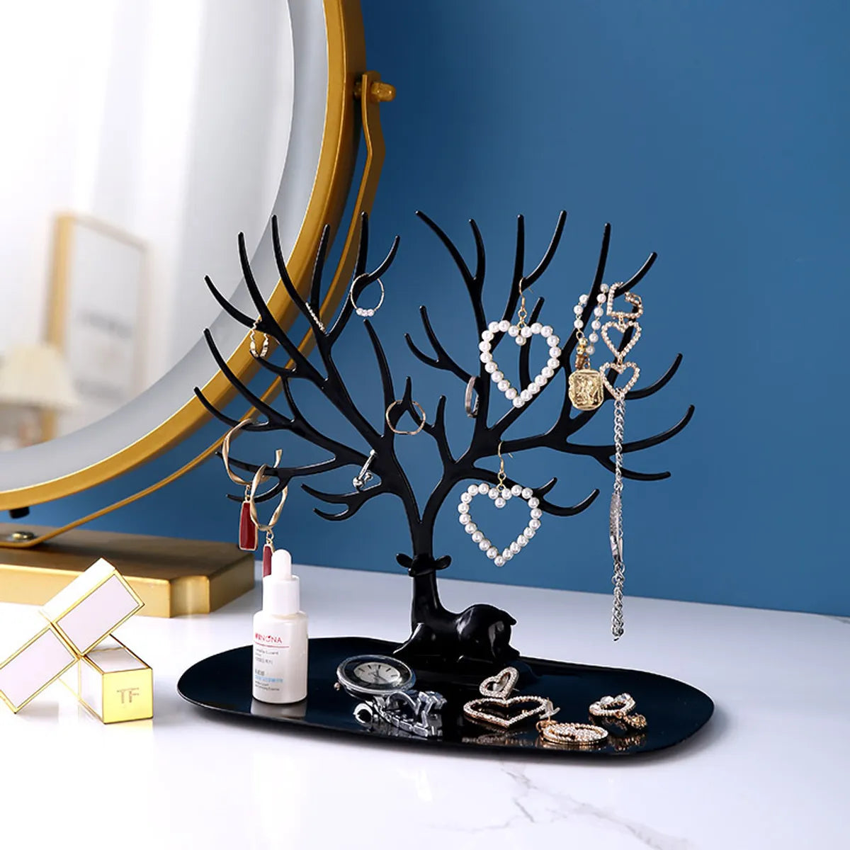 Tree-Shaped Fawn Necklace Jewelry Hanger Display Stand Antlers Jewelry Stand Bracelet Earrings Pendant Jewelry Storage Rack