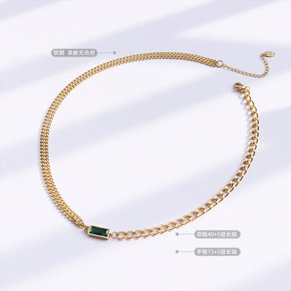 Trendy Chain Zircon Double Chain Stacking Necklace