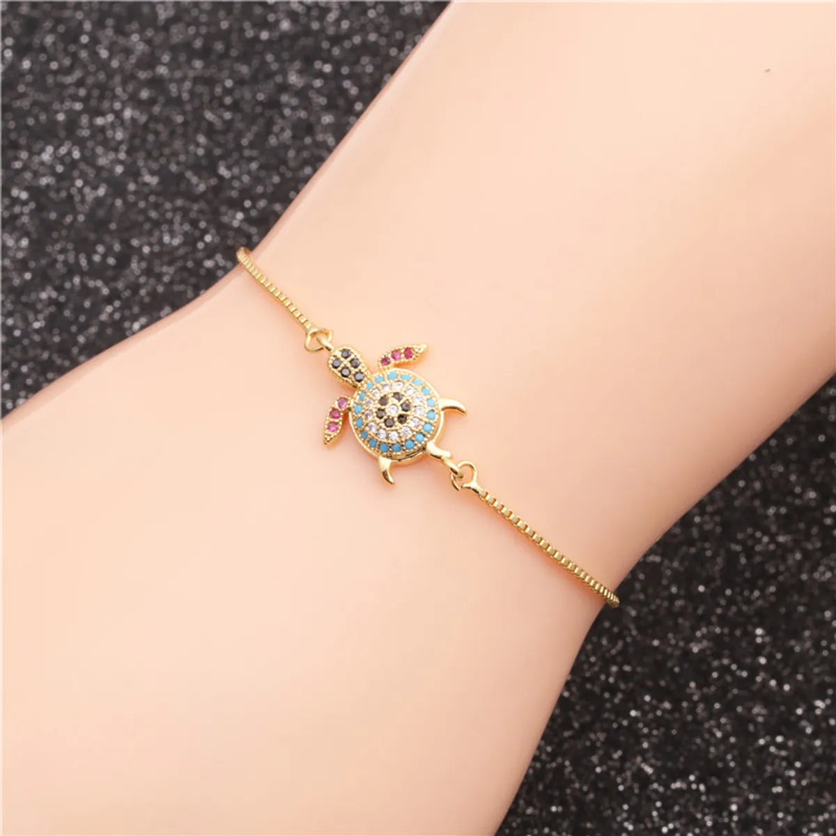 Trendy Models Jewelry Micro-set Zircon Turtle Adjustable Ladies Bracelet Wholesale Gooddiy