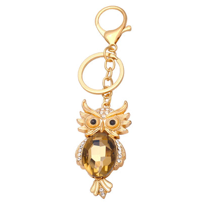 Fashion Owl Metal Rhinestones Unisex Keychain