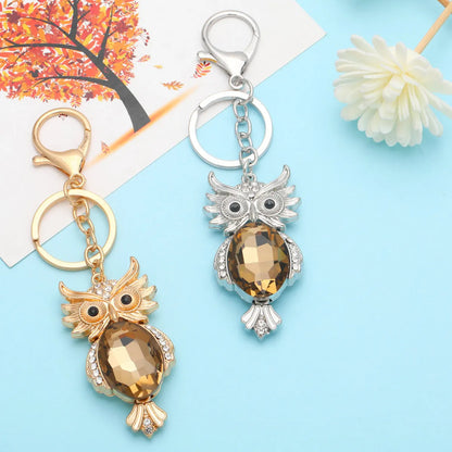 Fashion Owl Metal Rhinestones Unisex Keychain