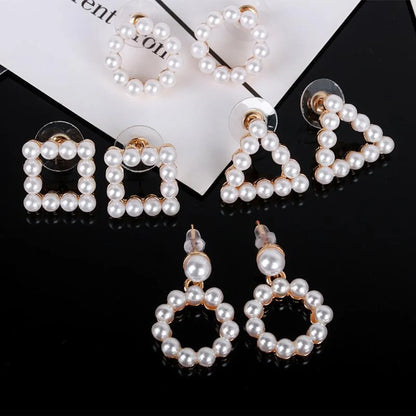 Simple Style Geometric Plating Alloy Artificial Gemstones Earrings