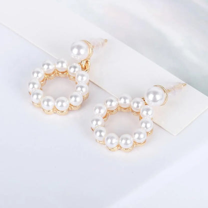 Simple Style Geometric Plating Alloy Artificial Gemstones Earrings