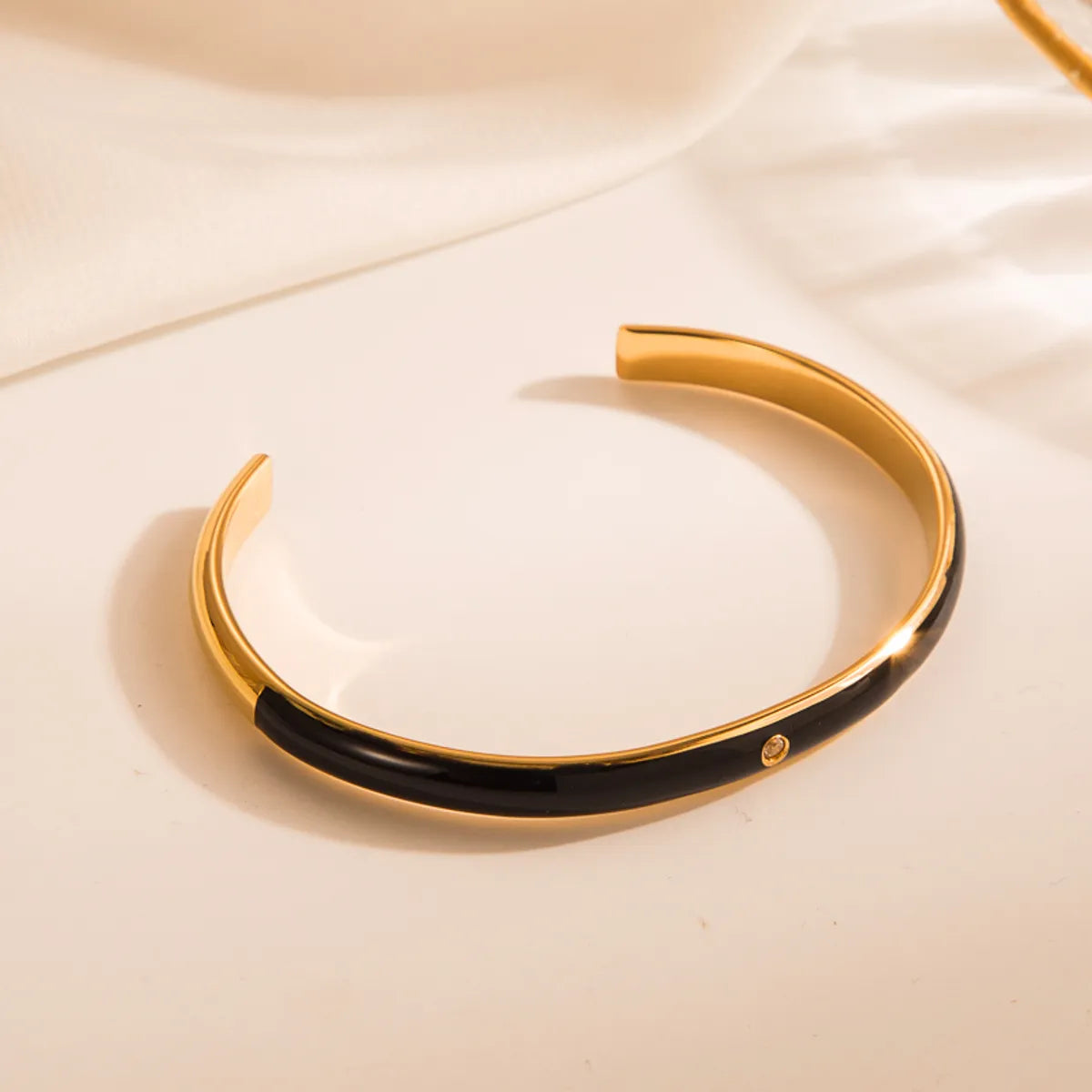 Tropical Color Block Stainless Steel Enamel Gold Plated Zircon Bangle