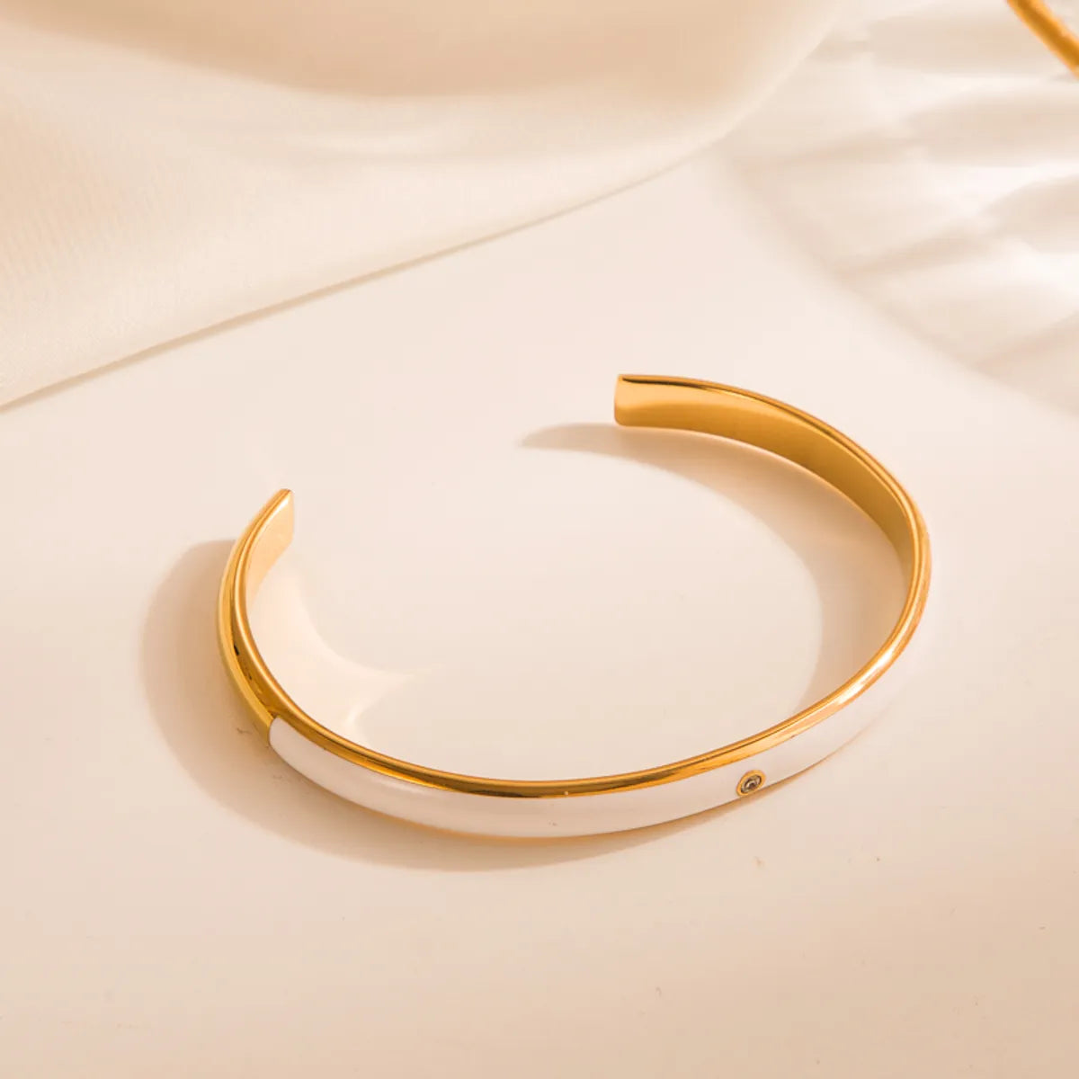 Tropical Color Block Stainless Steel Enamel Gold Plated Zircon Bangle