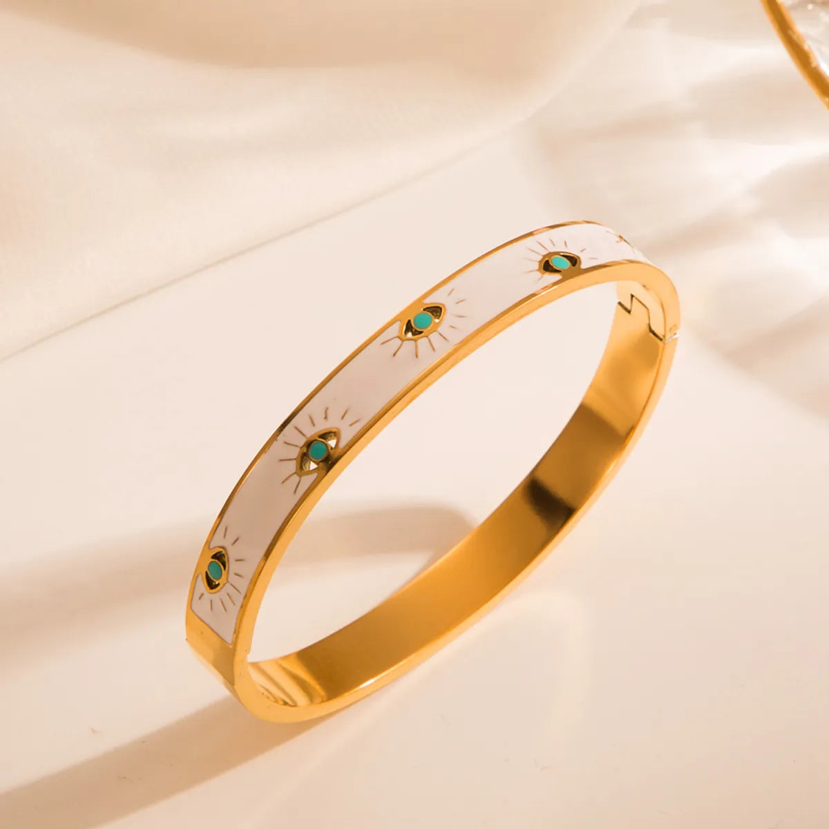 Tropical Color Block Stainless Steel Enamel Gold Plated Zircon Bangle