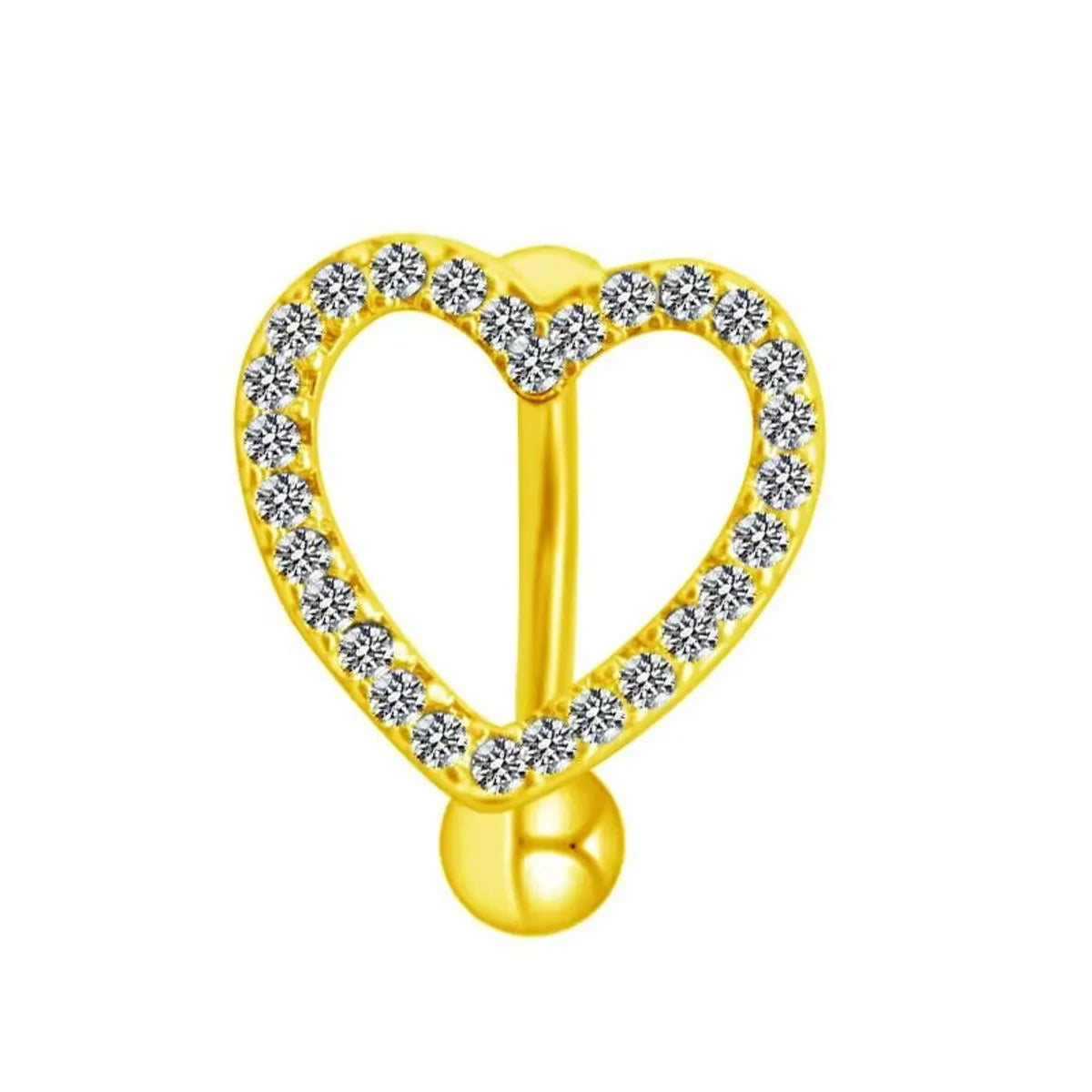 Tropical Heart Shape Floral Stainless Steel Copper Plating Inlay Zircon White Gold Plated Gold Plated Belly Ring