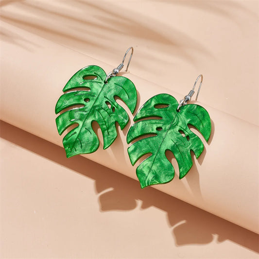 Tropical Leaves Arylic Three-Dimensional Women'S Drop Earrings