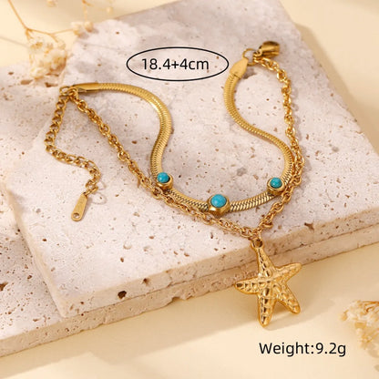 Tropical Modern Style Solid Color 304 Stainless Steel 18K Gold Plated Zircon Bracelets In Bulk