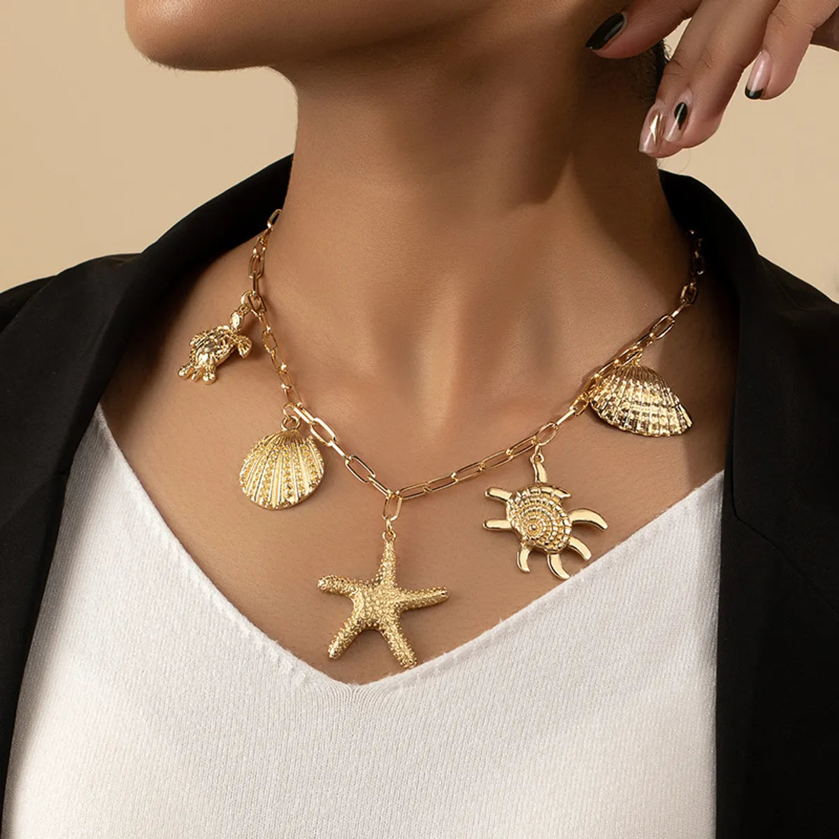 Tropical Starfish Conch Alloy Plating Women's Necklace