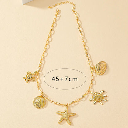 Tropical Starfish Conch Alloy Plating Women's Necklace