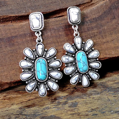 Turquoise Earrings Exaggerated Retro Bohemia Drop Earring