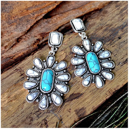 Turquoise Earrings Exaggerated Retro Bohemia Drop Earring