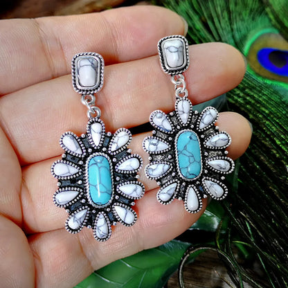 Turquoise Earrings Exaggerated Retro Bohemia Drop Earring