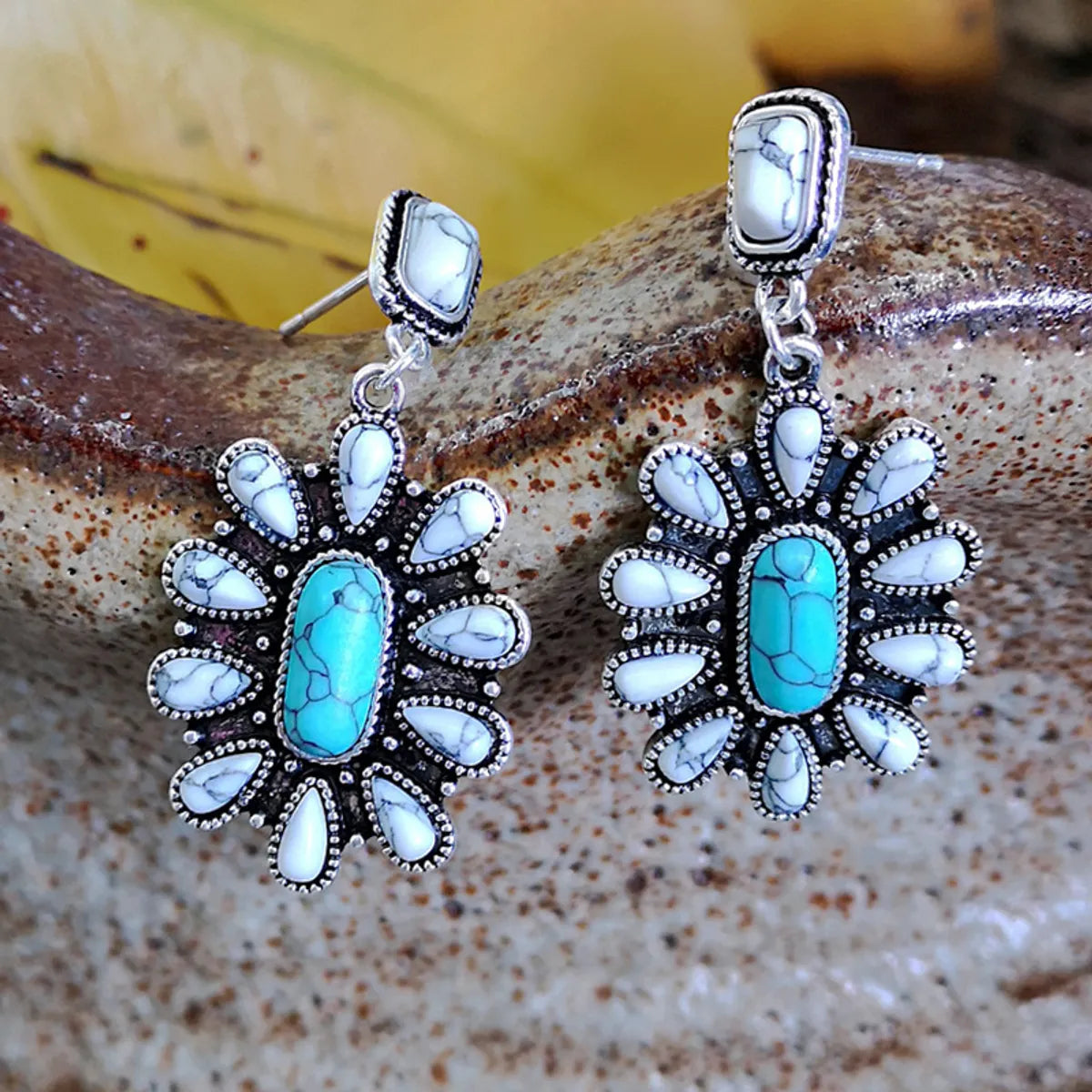 Turquoise Earrings Exaggerated Retro Bohemia Drop Earring