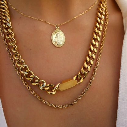 Twisted Cuban Chain 18k Gold Plated Stainless Steel Necklace Hip Hop Necklace Wholesale