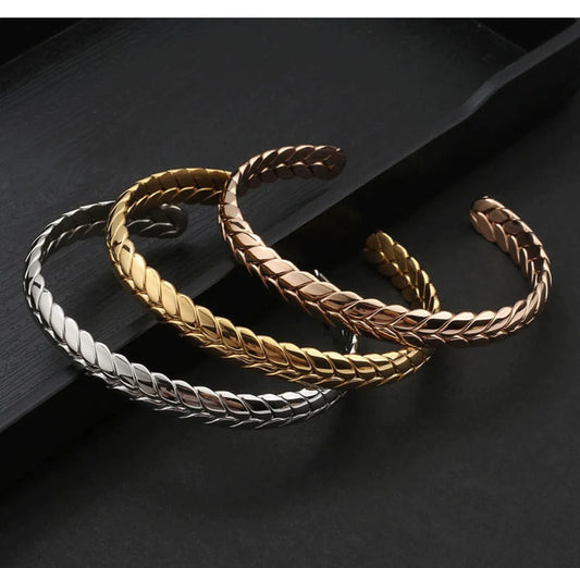 Twisted Wire Jewelry Wholesale Open Adjustable Stainless Steel Bangle