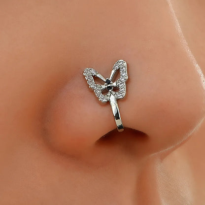 U-shaped Diamond-studded Butterfly Copper Nose Clip Wholesale Gooddiy