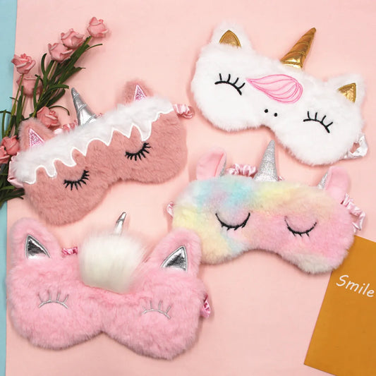 Gradient Colorful Plush Shading Cartoon Eye Mask