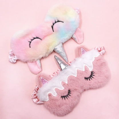 Gradient Colorful Plush Shading Cartoon Eye Mask