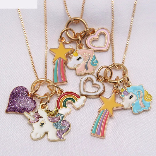 Rainbow Chain Dripping Pendant Box Chain Children Necklace Jewelry