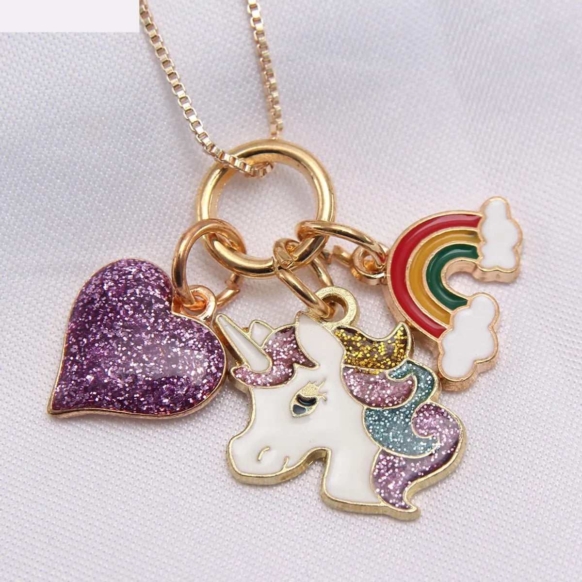 Rainbow Chain Dripping Pendant Box Chain Children Necklace Jewelry