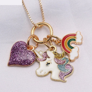 Rainbow Chain Dripping Pendant Box Chain Children Necklace Jewelry