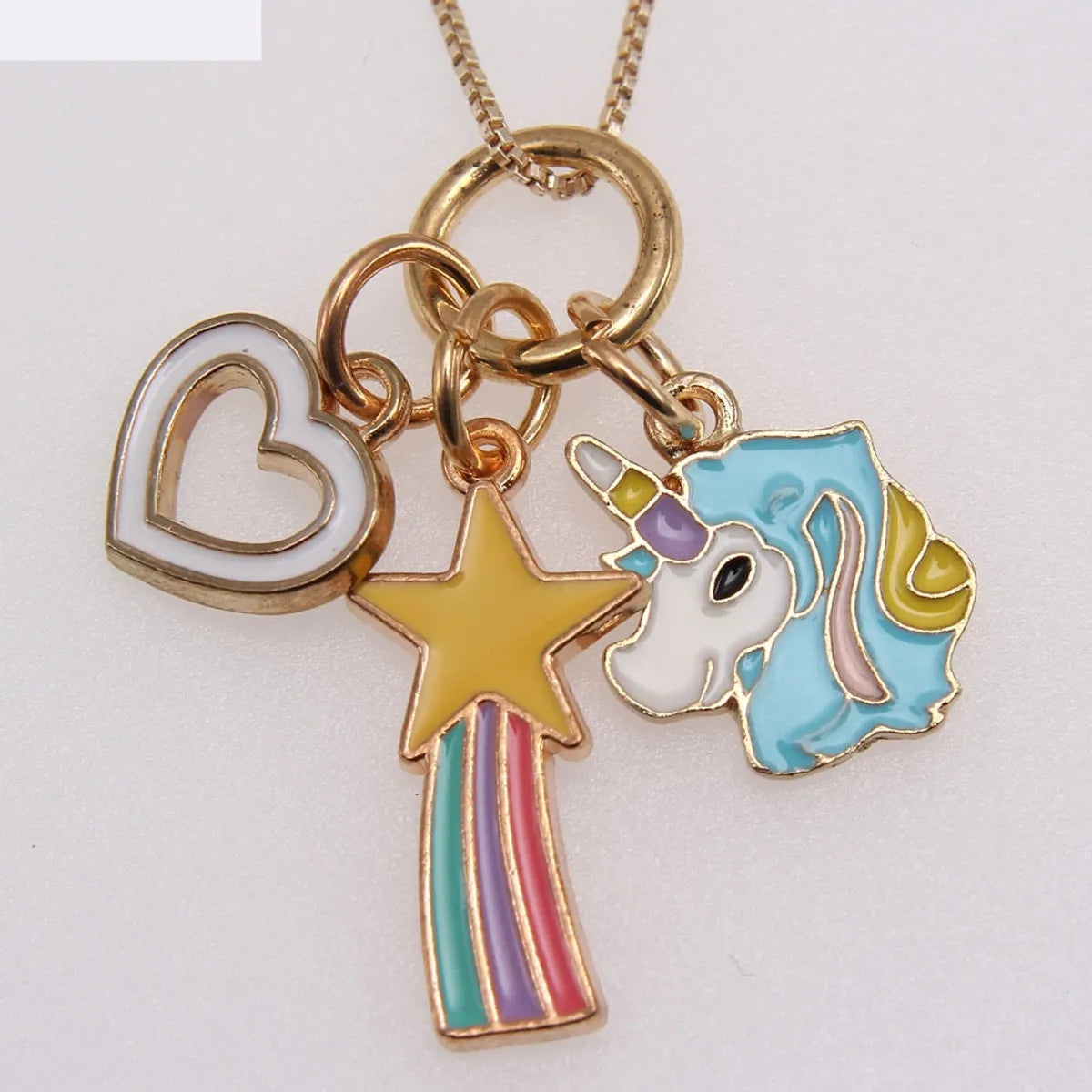 Rainbow Chain Dripping Pendant Box Chain Children Necklace Jewelry