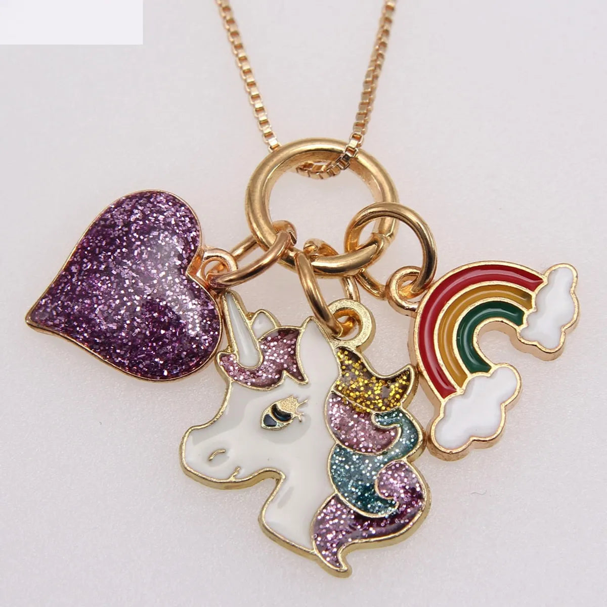 Rainbow Chain Dripping Pendant Box Chain Children Necklace Jewelry